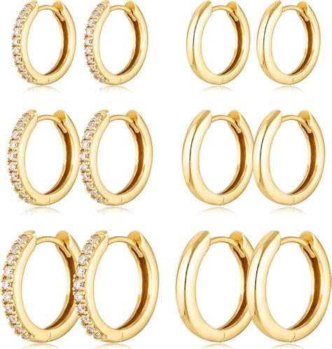 Amazon.com: Gold Plated Hoop Earrings Set Huggie Hoop Earrings ...