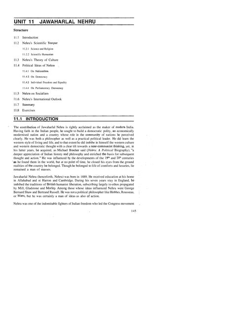 Unit-11 - Good - ####### Structure 1 1 .1 Introduction 11 Nehru's ...