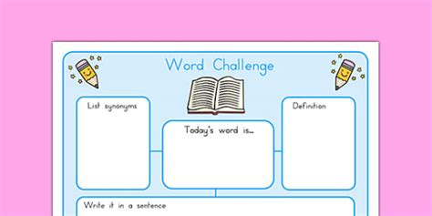 Word Challenge Worksheets