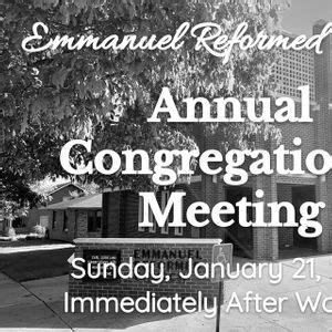 Annual Congregational Meeting, Emmanuel Reformed Church - RCUS, Sutton ...