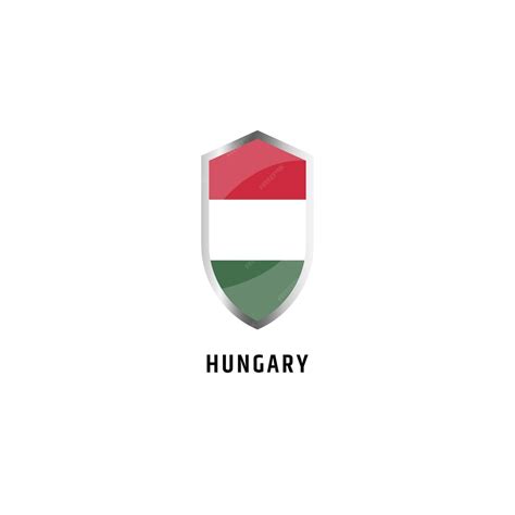 Flag of hungary with shield shape icon flat vector illustration ...