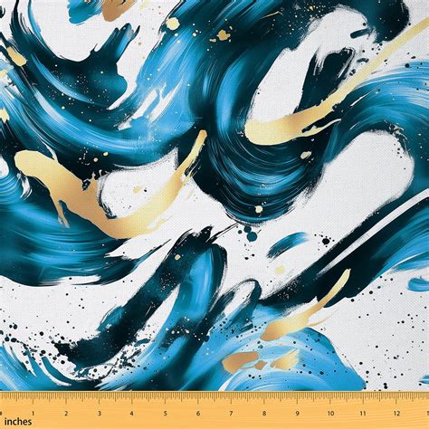 Manfei Blue Ombre Fabric by the Yard (3 Yards), Aesthetic Oil Painting ...