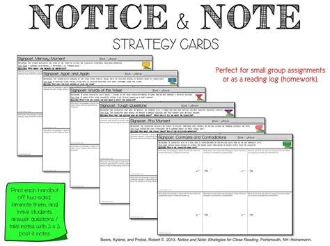 50% off for the first 24 hours! Notice and Note Reading Strategy Cards ...