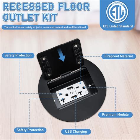 Recessed Floor Outlet Electrical Box Floor Box With Round Stainless