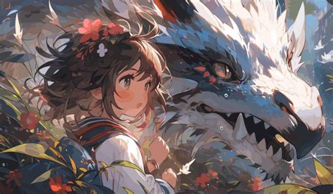Anime Girl and Mystical Creature Wallpaper for Wall - Magicdecor®