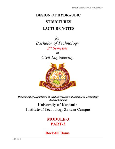 Design OF Hydraulic Structures 2nd Sem Module 3 Part 3 Rock fill Dams ...