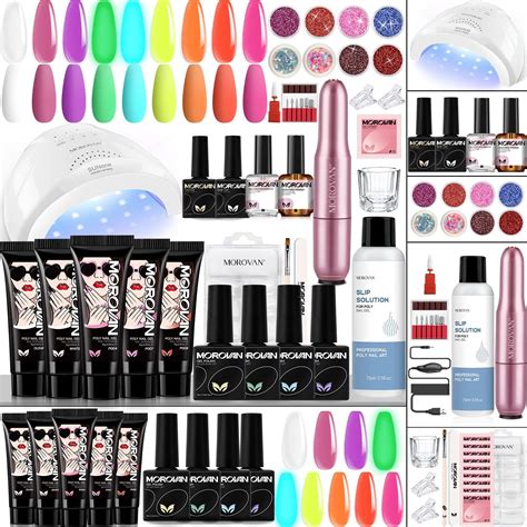 Amazon.com : Morovan Poly Gel Nail Kit: 20 Colors Poly Gel with UV ...
