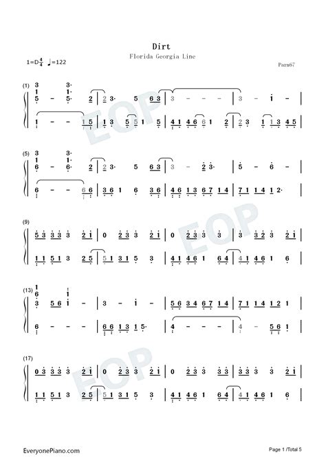Dirt-Florida Georgia Line雙手簡譜預覽