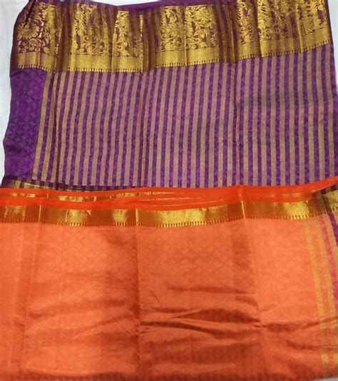 33026 Semi Raw Silk Body emboss Pink-Red border with Pista Green colou ...