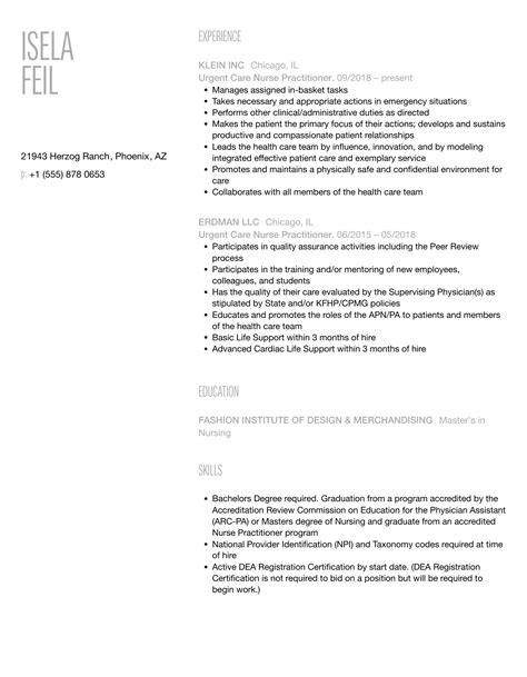 Urgent Care Nurse Practitioner Resume Samples | Velvet Jobs