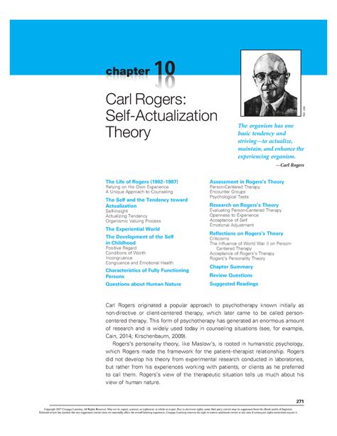 Carl Rogers, Theories of Personality - chapter 10 Carl Rogers: Self-Actualization Theory The ...