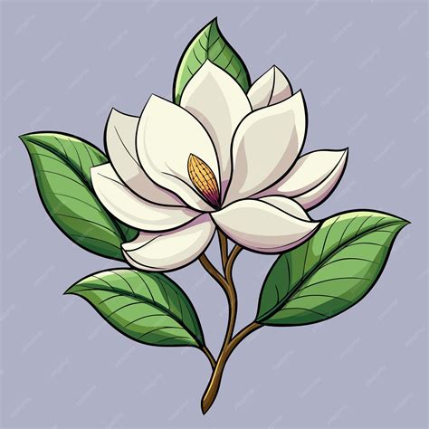 Magnolia flower clipart cartoon style vector illustration | Premium Vector