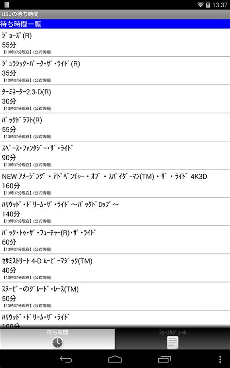 waiting time of USJ - App on Amazon Appstore