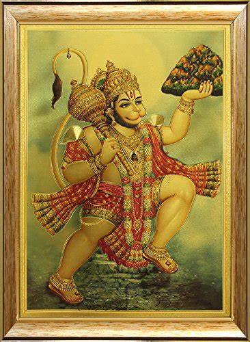 SAF Golden Foil 'Hanuman' Print Framed Painting (Synthetic, 25 cm x 35 ...
