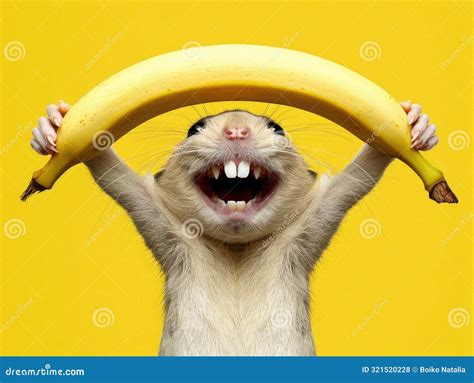 Cute Fluffy Hamster Eating Banana Stock Photo - Image of nose, hamsters ...