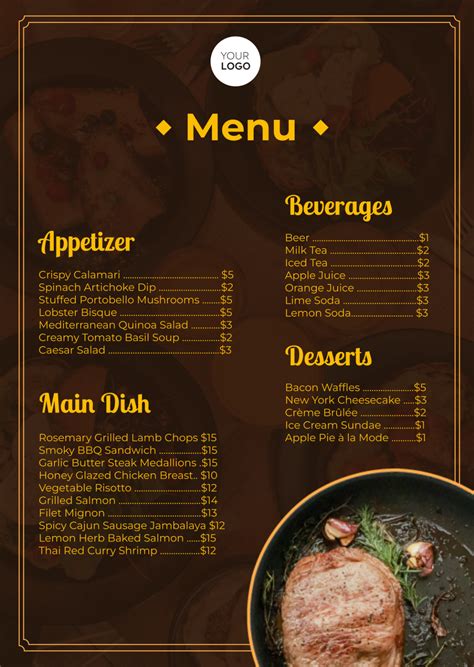 46+ Food Menu Google Docs Template Docx - Great Research
