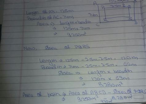 a rectangular grassy plot is 125 M long and 74 M broad it has a path 2. ...