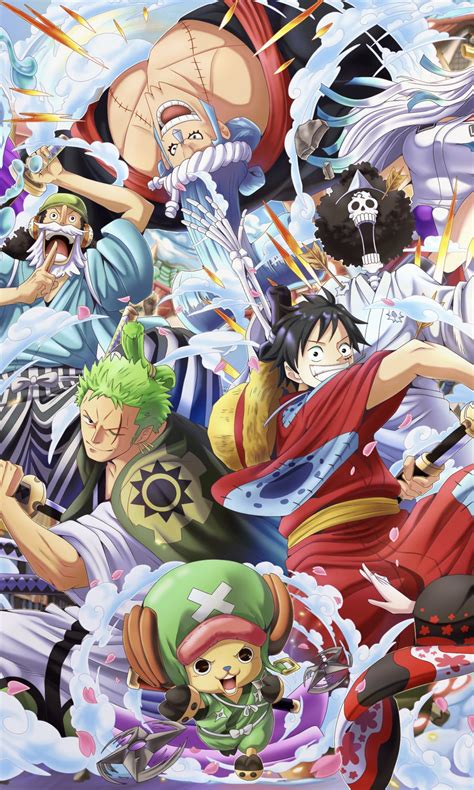 One Piece Epic Crew: Vibrant Anime Phone Wallpaper Adventure