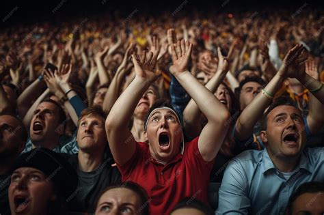 Premium Photo | A large crowd of people with their arms raised in front ...