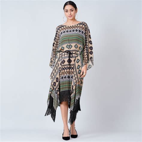 Olive Green Aztec Poncho Dress – First Resort by Ramola Bachchan