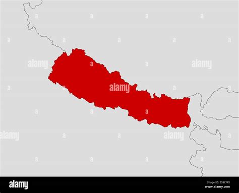Map of Nepal and nearby countries, Nepal is highlighted in red Stock Vector Image & Art - Alamy
