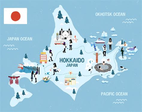 Hokkaido map illustration | Japan map, City maps illustration ...