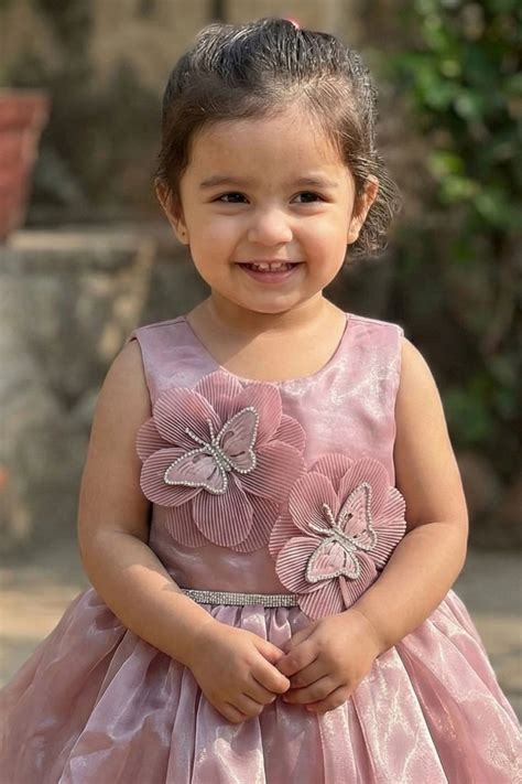 Baby Pink Butterfly Appliqué Party Wear Frock For Girls – Lagorii Kids