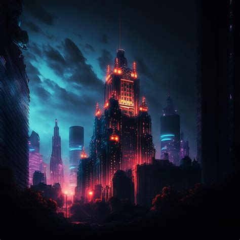 A high rise building in dark city night | Premium AI-generated image