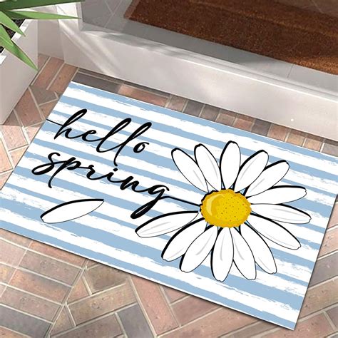 Amazon.com: Hello Spring Door Mat Seasonal Decorative Daisy Doormat Non ...