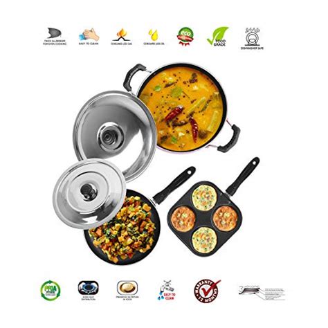 Top Rated Non-Stick Garnet Combo Set (Mini Multi Snack Maker + Kadhai ...