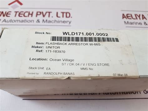 Unitor 183970 Flashback Arrestor W-66S Acetylene – Aeliya Marine