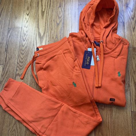 Polo Ralph Lauren orange and green polo tracksuit... - Depop