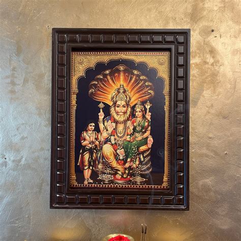 Lakshmi Narasimha Gold Leafed Artwork withWooden Frame – E-Studio