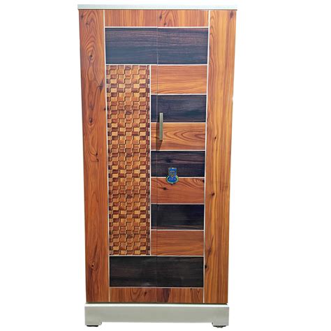 Digital Cupboard Swarna - Teakwood and walnut yellow checks printed.