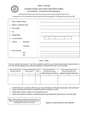 2010-2026 India Employer Provident Fund Organisation Form - 2 - Blank ...