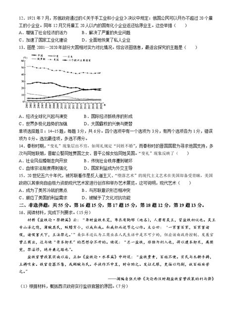 海南省2022-2023学年高二下学期期末学业水平诊断（二）历史试题-教习网|试卷下载