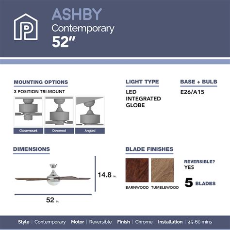 Prominence Home Ashby 52-in Chrome with Barnwood/Tumbleweed Blades LED ...