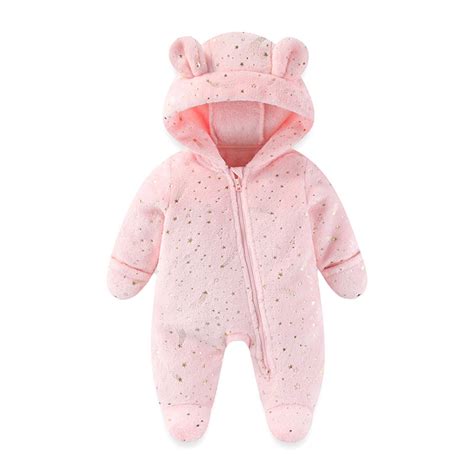 Baby Fleece Onesie Star Newborn Onesie Long Sleeve Zipper Jumpsuit ...