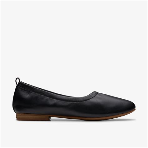 Women's Fawna Soft Black Leather Ballerina Flats | Clarks