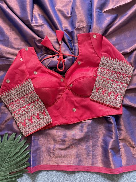 Tissue eith Stitched Saree blouse in budget friendly – KVS FASHION BOUTIQUE
