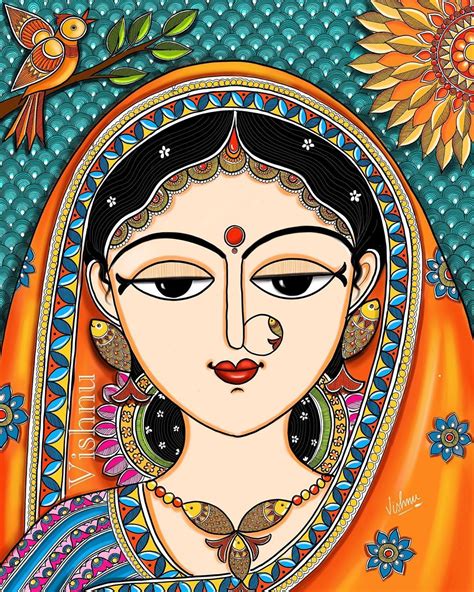 VishnuArts on Instagram: "New series of paintings on ‘Faces of Traditional Indian folk paintings ...