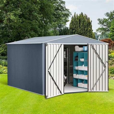 Amazon.com : 10x10 FT Outdoor Metal Storage Shed, Large Metal Storage ...