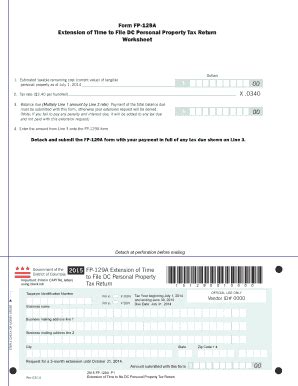 FP-129A 2015 Extension Of Time To File - Otr - The District Of Columbia ...