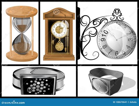 Different types of clocks stock illustration. Illustration of time ...