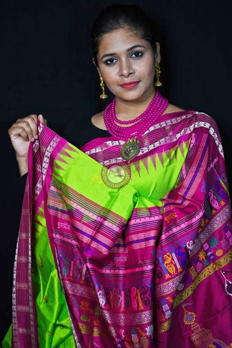 Neon Magenta Sri Mandir Sambalpuri Silk Saree