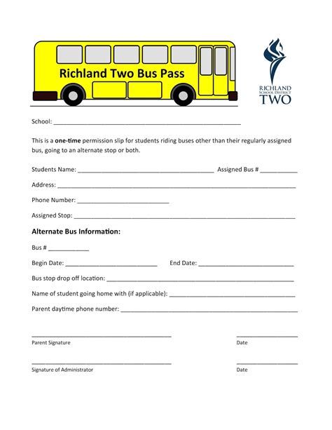 Blythewood Middle School: Richland 2 One Time Bus Pass