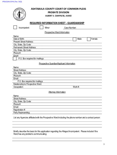 Fillable Online Probate Court - Ashtabula County Courts System Fax ...