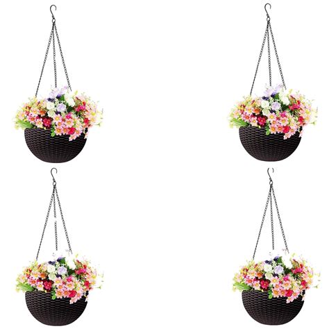 Go Hooked Pots | Plastic | Hanging Pot | Dark Brown | Pot Diameter- 7.1 ...