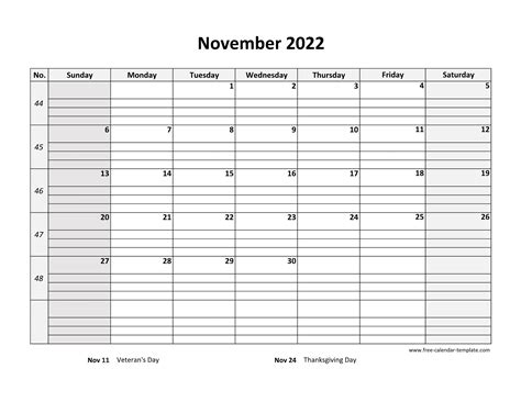 November 2022 Calendar Free Printable with grid lines designed ...