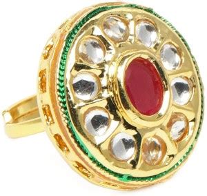AVIKSHA CREATIONS Kundan Adjustable Ethnic Ring for Women and Girls ...